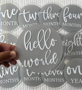 Blooming Wisdom Hello World Monthly Milestone Acrylic Discs | The Nest Attachment Parenting Hub